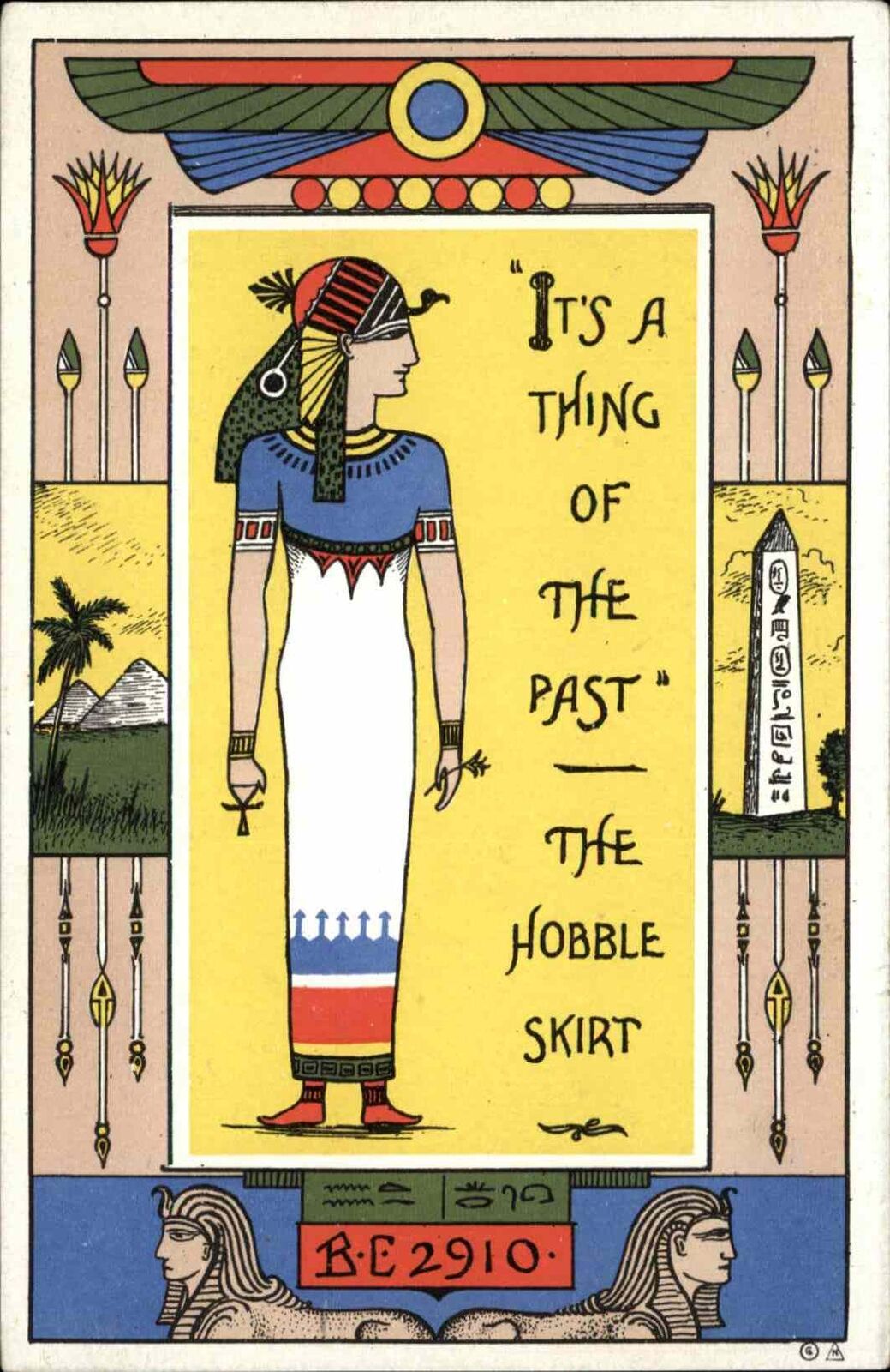 Women\'s Rights Social Progress Egyptian Hobble Skirt c1910 Vintage Postcard