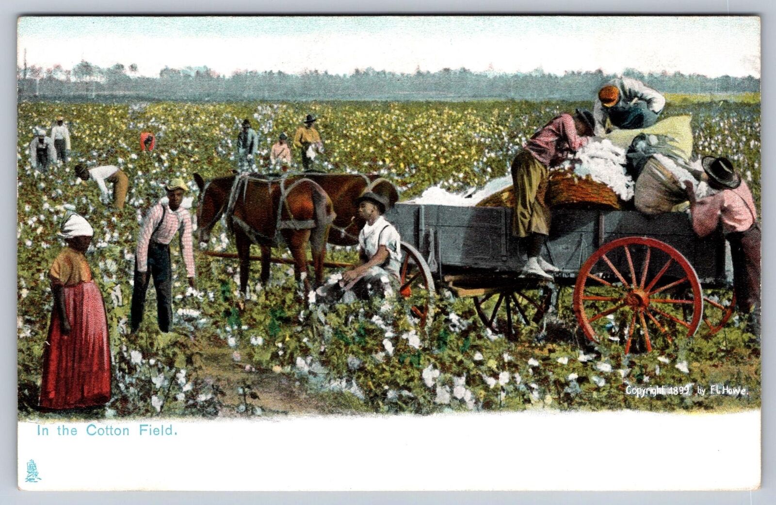 C1906 BLACK RAPHAEL TUCK Old Folks at Home series postcard IN THE COTTON FIELD