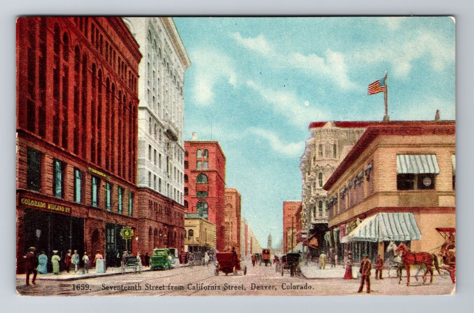 Denver CO-Colorado, Seventeenth Street, Advertisement, Antique Vintage Postcard