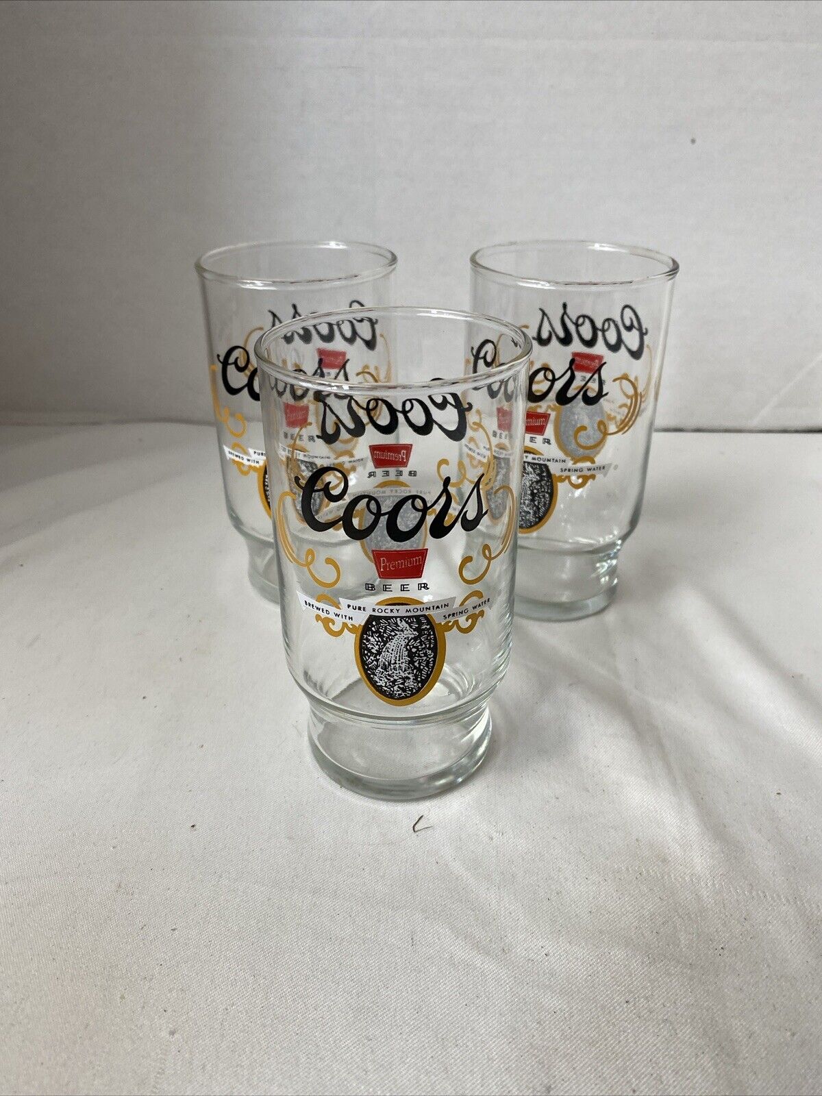 LOT OF 3----VINTAGE COORS BANQUET BEER GLASSES---5 IN. TALL