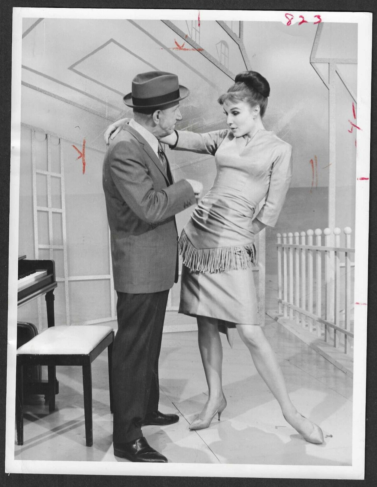 JIMMY DURANTE + JANICE RULE TELEVISION VINTAGE 1961 ORIGINAL PRESS PHOTO