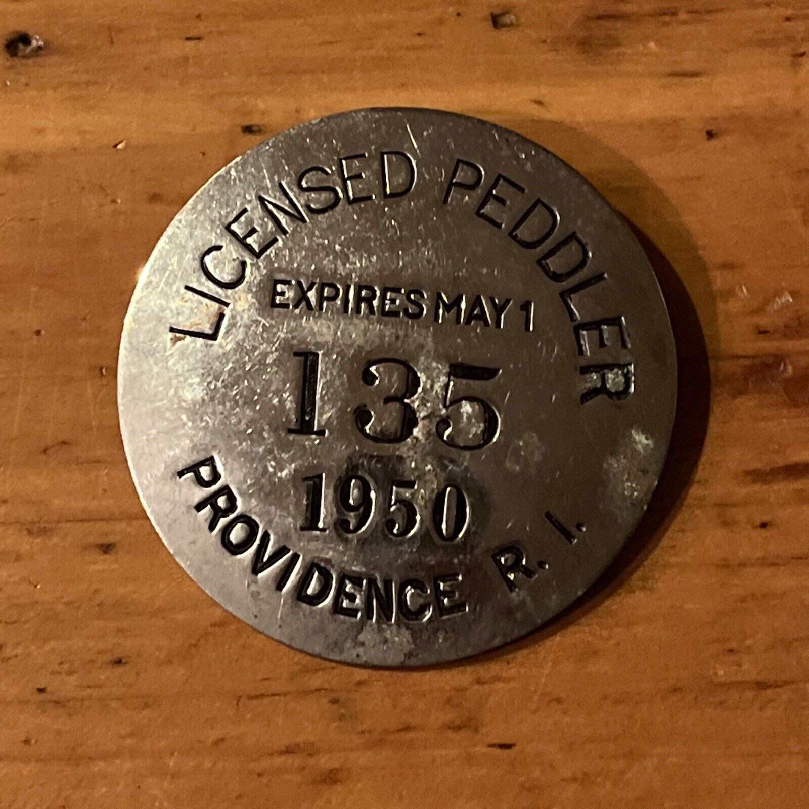 Vintage 1950 Providence, RI Licensed Peddler Badge