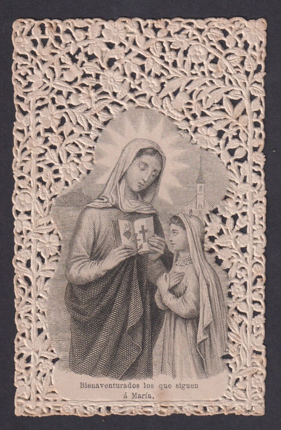 Estampa canivet antique de la Virgin image pieuse santino holy card