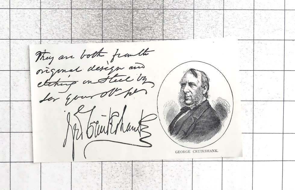 1893 Handwriting, Signature, And Likeness Of George Cruikshank