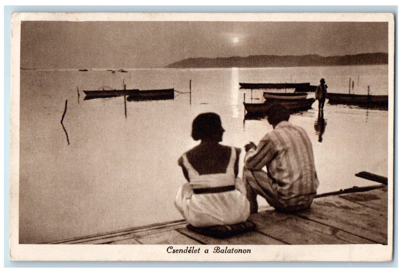 Transdanubian Hungary Postcard Silence on Lake Balaton 1937 Vintage Posted