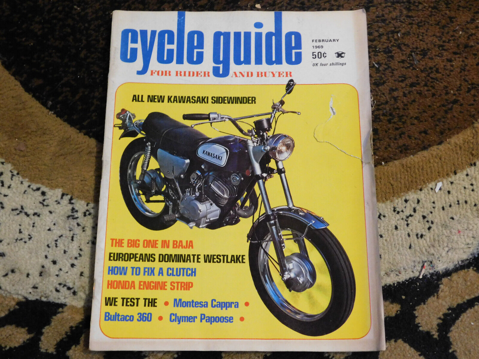 1968 Cycle Guide Motorcycle Magazine Kawasaki Sidewinder Bultaco 360 Mont Cappra