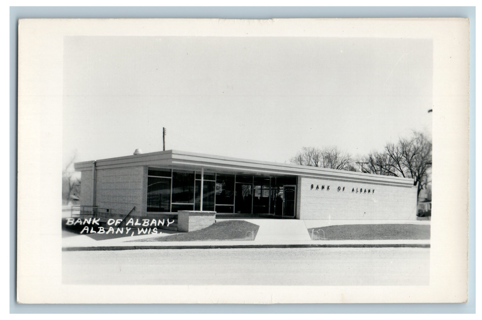 Postcard RPPC WI Bank of Albany Wisconsin Exterior View Post-1950\'s