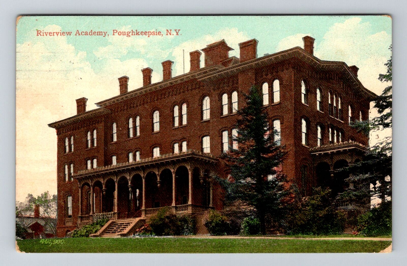 Poughkeepsie NY-New York, Riverview Academy, c1909 Vintage Postcard