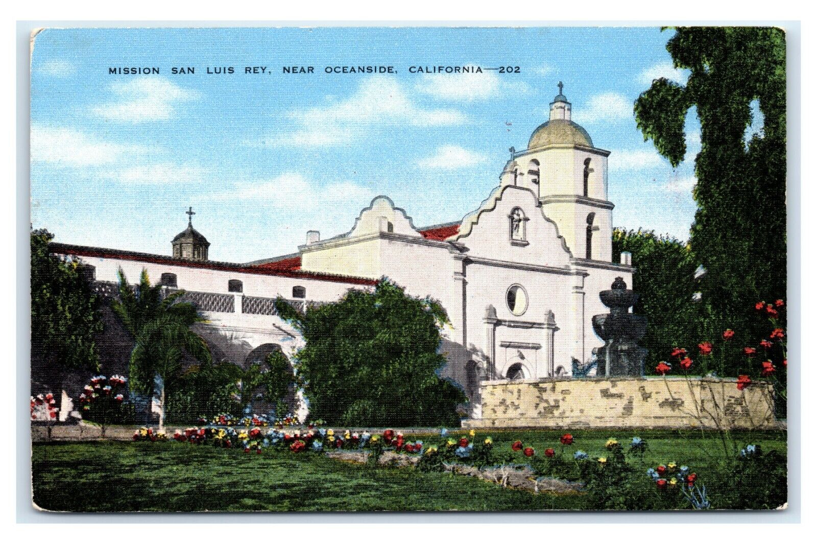 Postcard Mission San Luis Rey, near Oceanside CA M4 #1