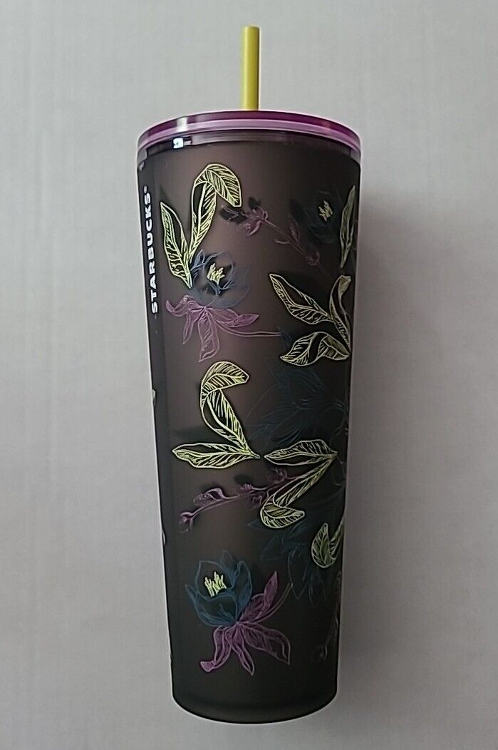 NEW Starbucks 2024 Purple Winter Blossom Floral Soft Touch Tumbler Venti 24oz