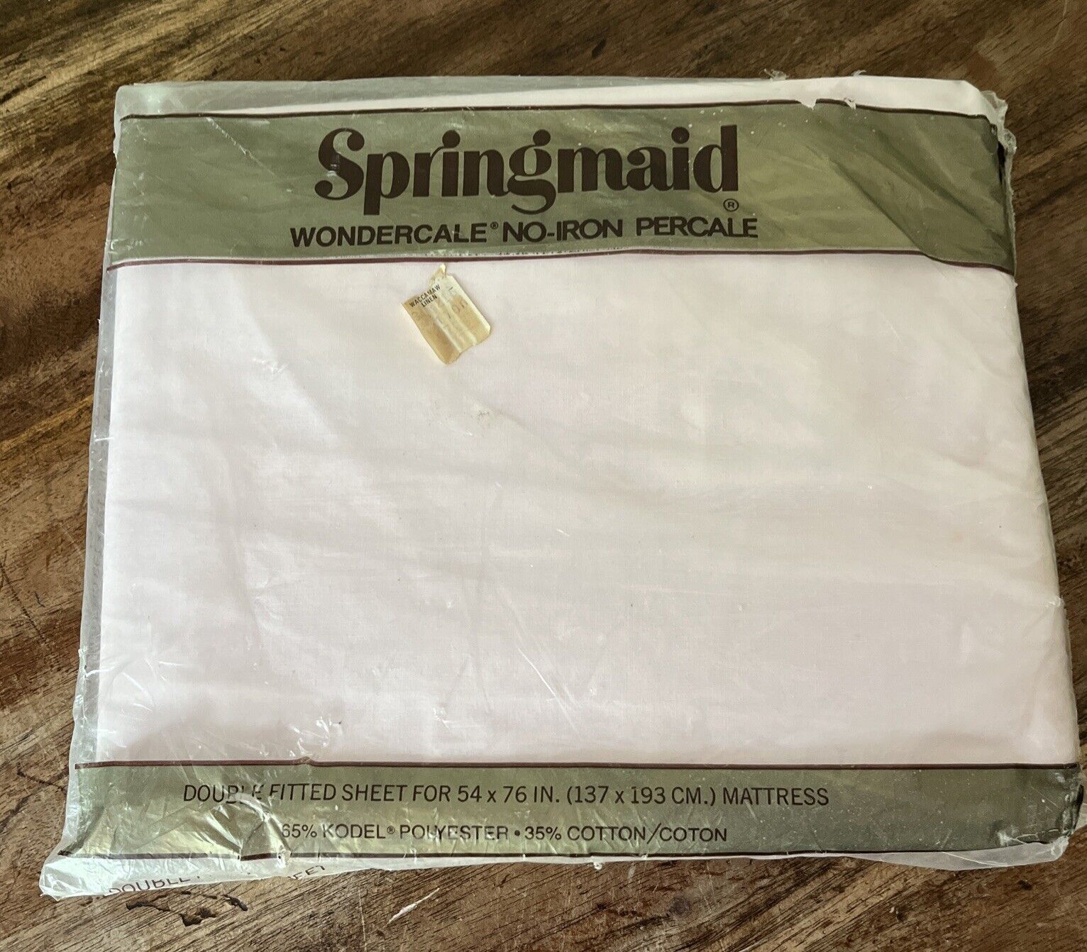 Vintage Springmaid Wondercale Double Fitted Pink Sheet New