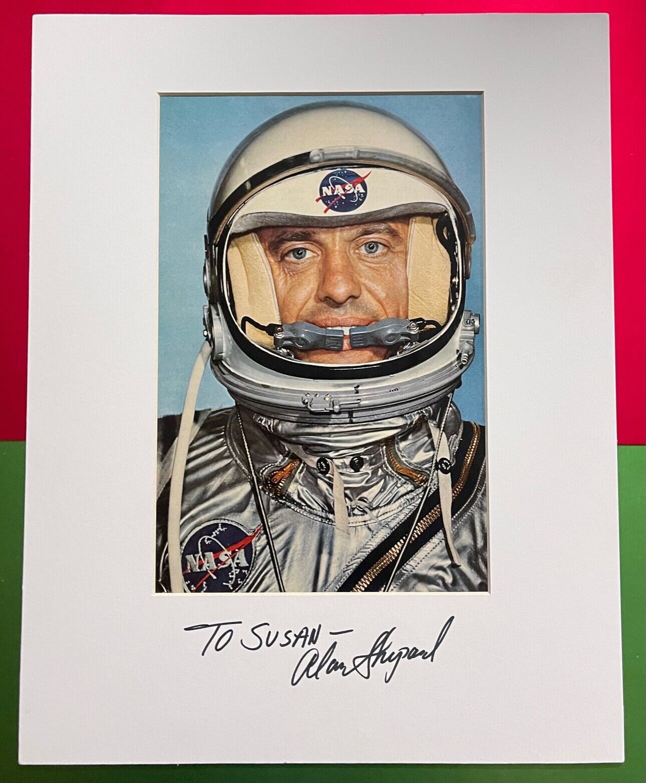 ALAN SHEPARD PROJECT MERCURY MATTED PHOTO HAND SIGNED INSCRIBED PICTURE PROOF