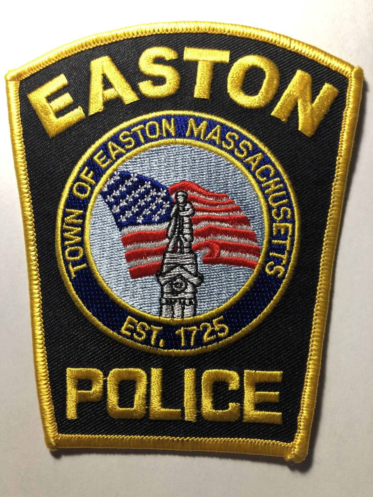 RARE ~ Easton Massachusetts Police Patch ~ US Flag Design