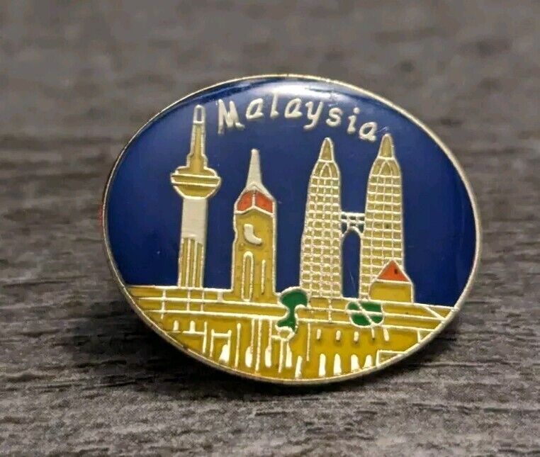 Kuala Lumpur Malaysia City Skyline Oval Souvenir Lapel Pin