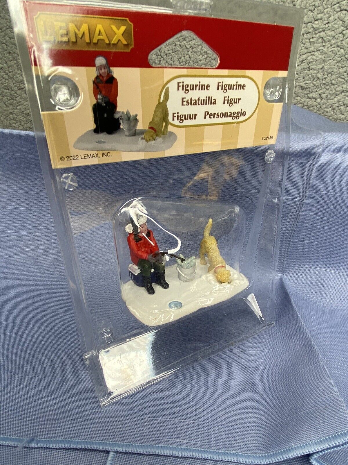 Lemax Man and Dog Ice Fishing Miniature - New