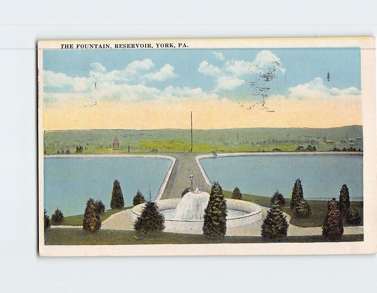 Postcard The Fountain Reservoir York Pennsylvania USA