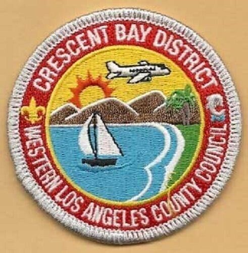 BSA WLACC Crescent Bay District patch -silver metallic border- jet sun sailboat