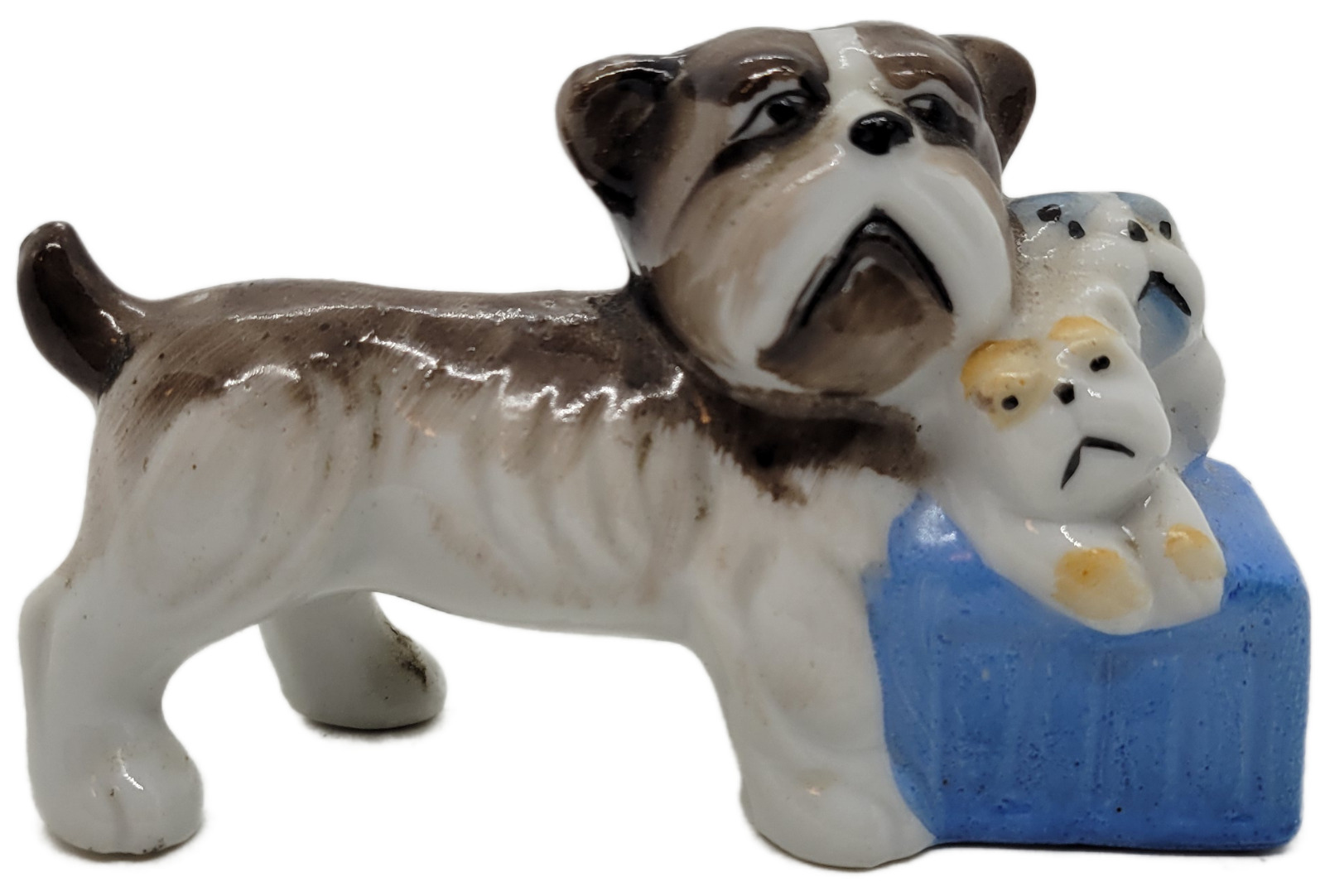 Vintage Bulldog With Puppies Porcelain Figurine Made in Occupied Japan