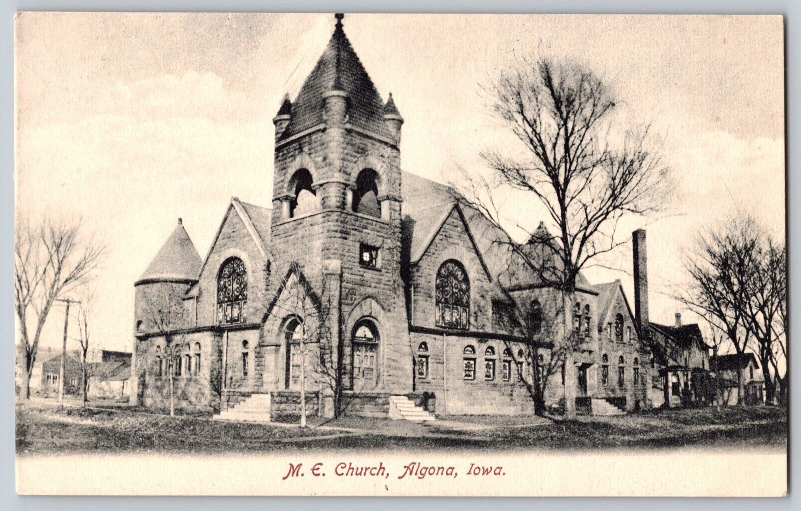 postcard Antique M.E. Church Algona Iowa  B7
