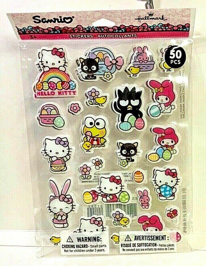 Hallmark Sanrio Hello Kitty Easter Puffy Sticker Set 50pc NIP