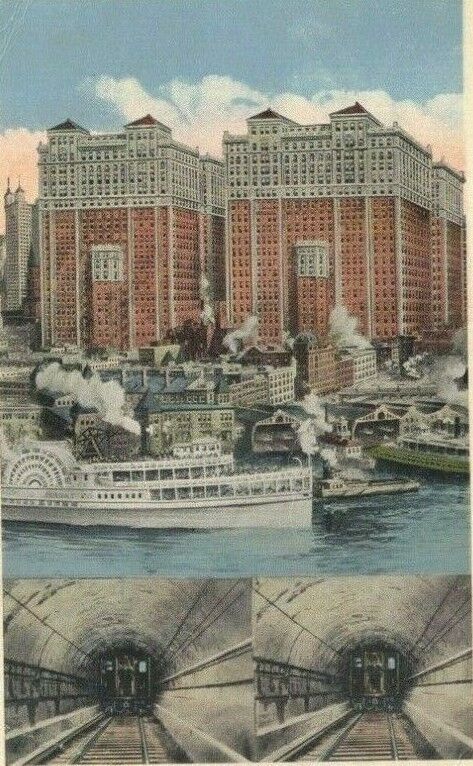New York City NY Hudson Terminal and Tubes Circa 1920 Postcard 