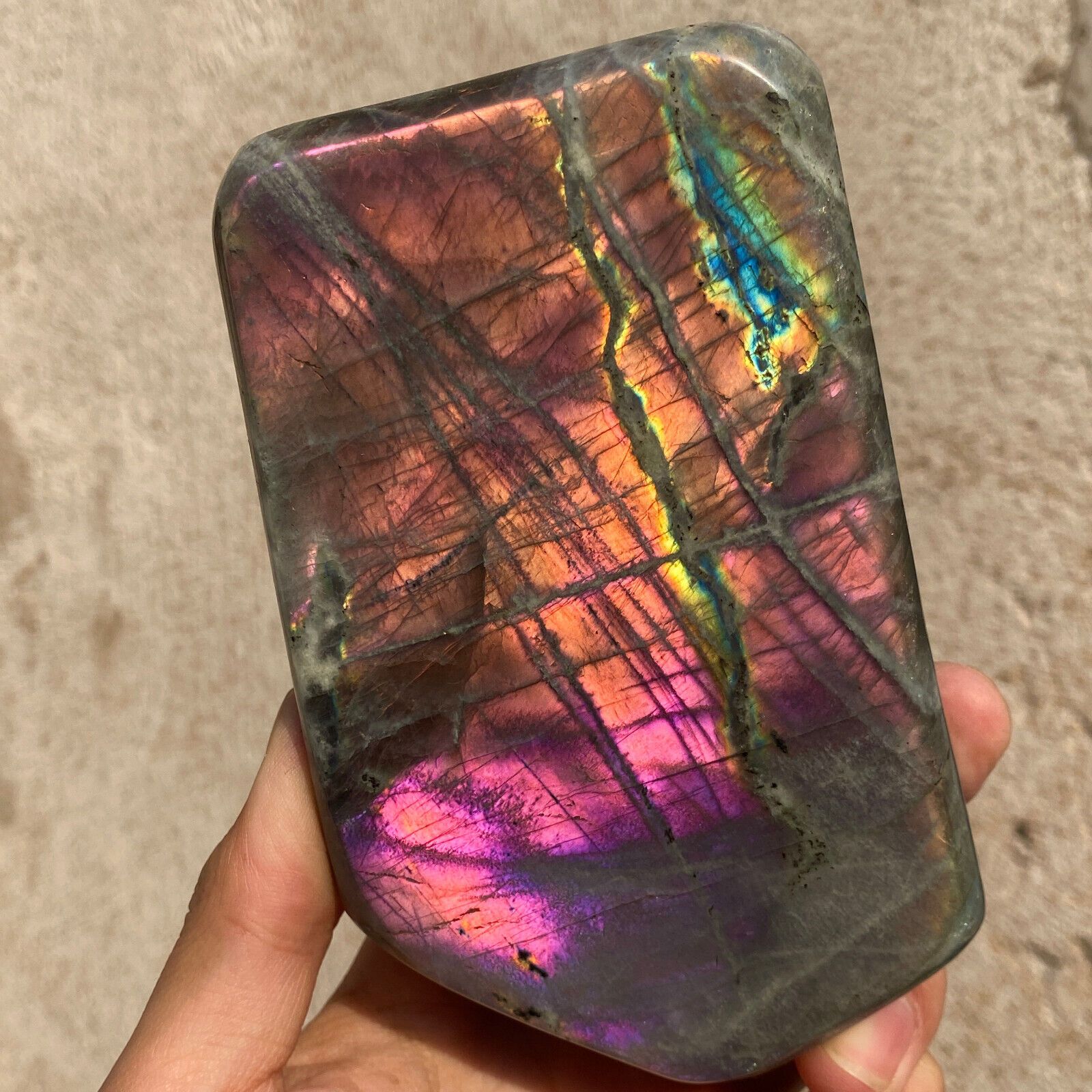 880g Natural Labradorite Quartz Crystal Freeform Mineral Specimen Healing