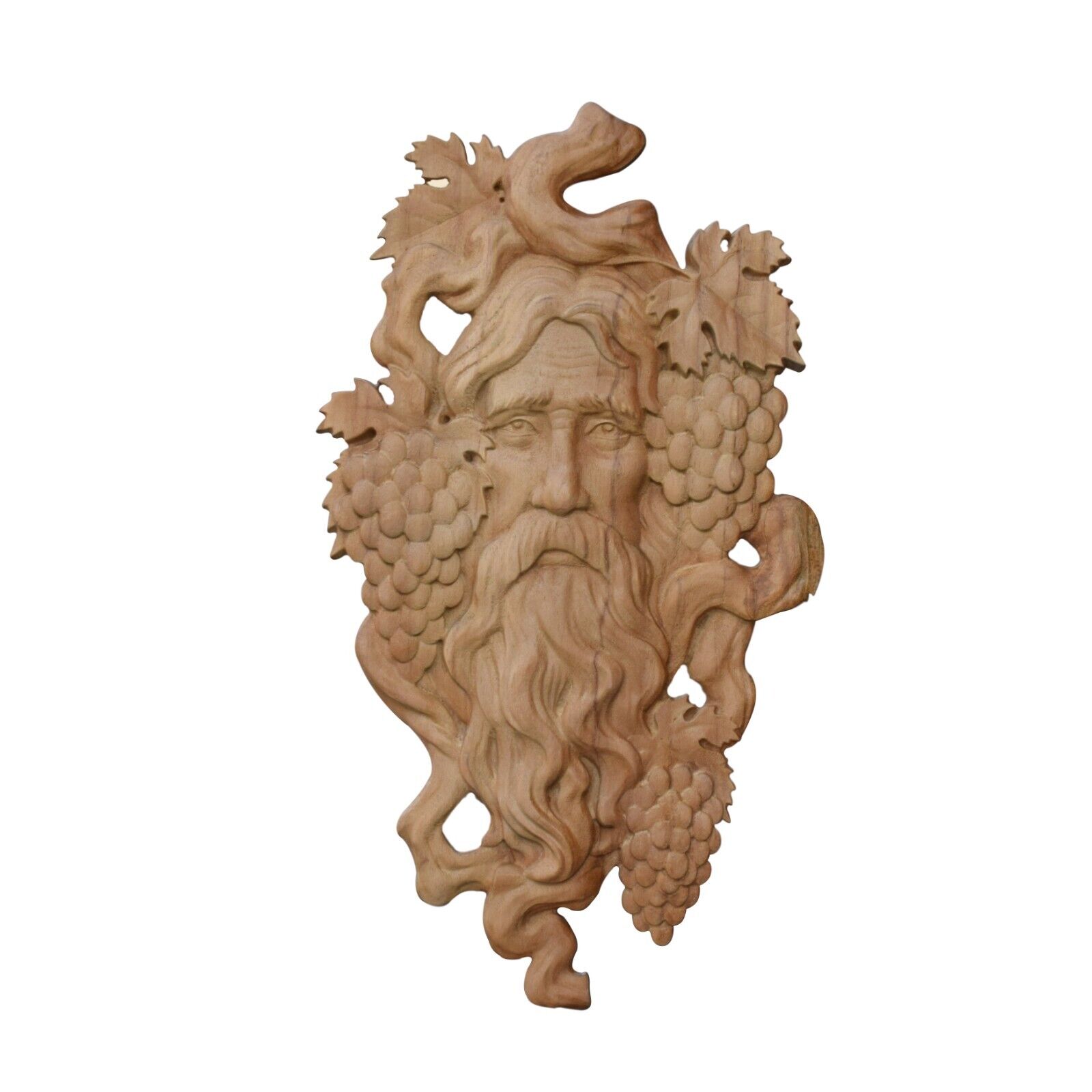Teak Wood Greek God Carving Greek Greenman Grape Sculptures 