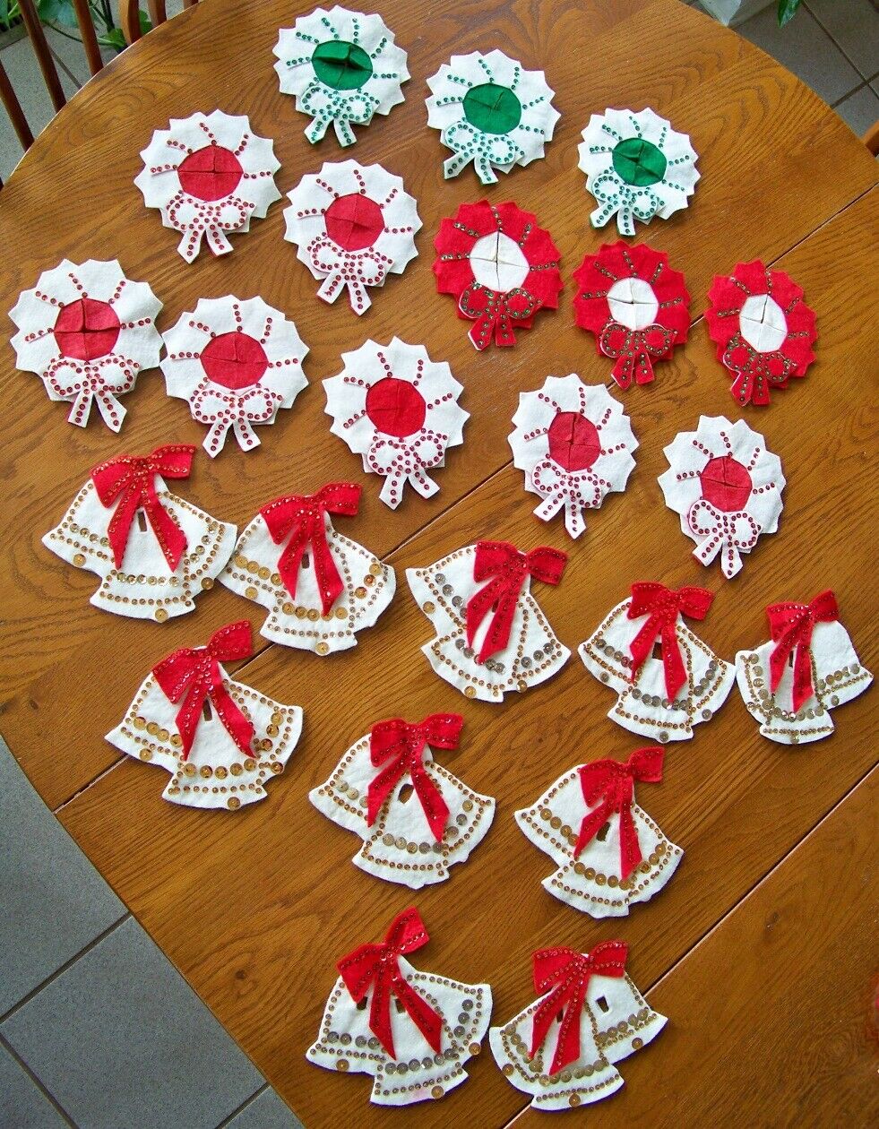Lot of 13 Vintage Christmas Felt Doorknob Hangers and 10 Light Switch Covers