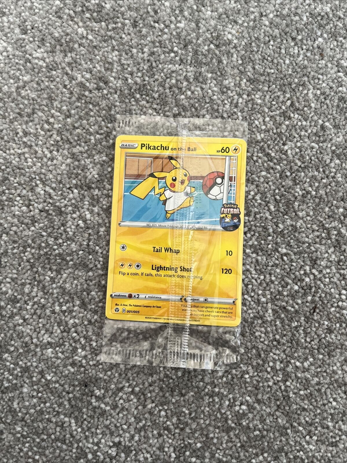 Pikachu on the Ball 001 / 005 RARE NEW SEALED Pokemon Card Futsal Football