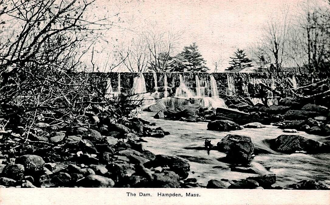Postcard Dam Hampden Massachusetts