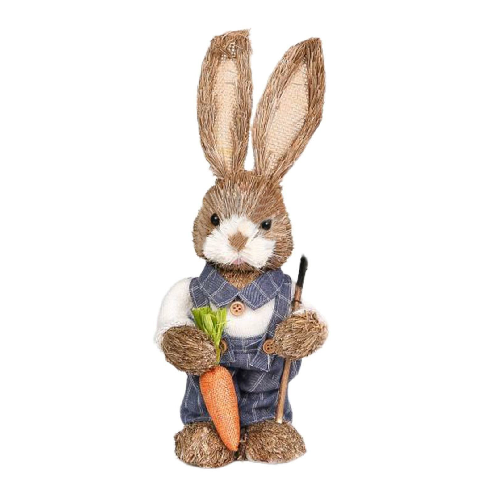 Easter Bunny Rabbit Decor,Large Traditional Figurine Bunny with Carrot Figurines