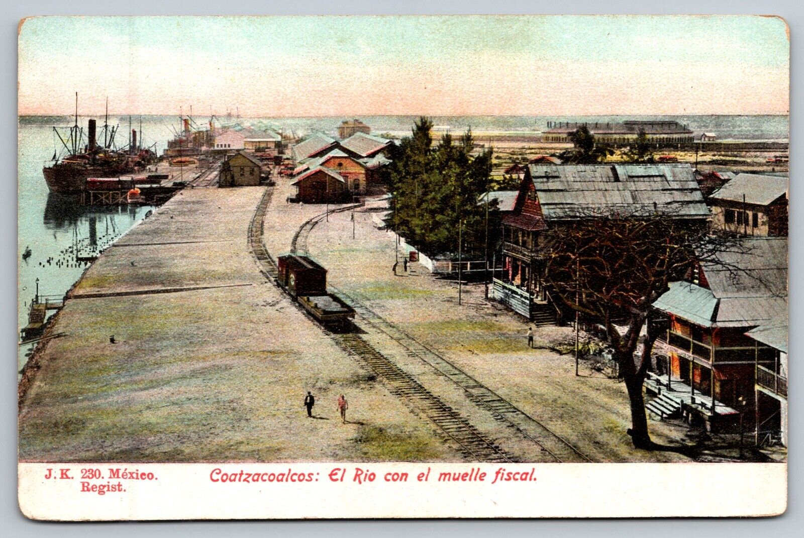 PC CPA MEXICO, COATZACOALCOS, EL RIO CON EL MUELLE, Vintage Postcard