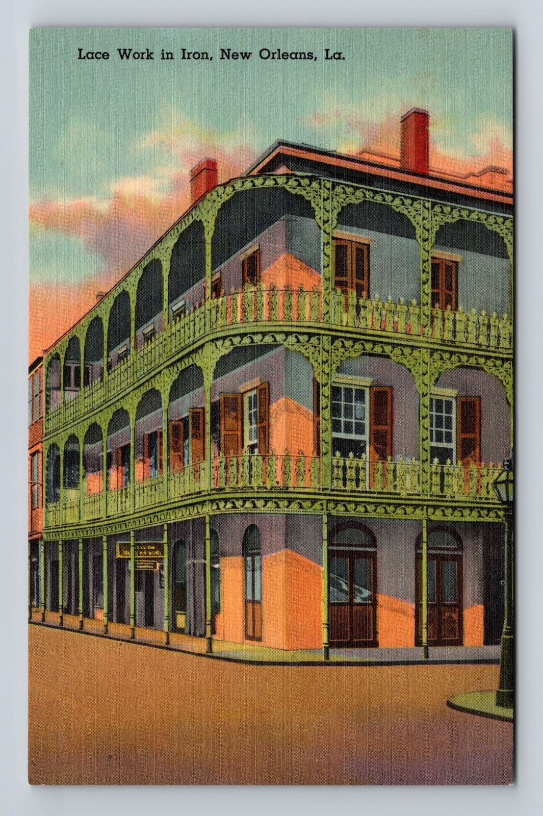 New Orleans LA- Louisiana, Lace Work In Iron, Antique, Vintage Souvenir Postcard