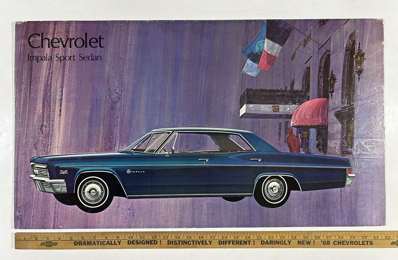 Vintage 1966 Chevrolet Impala Sport Sedan 32” x 18” Chevy Dealer Showroom Poster