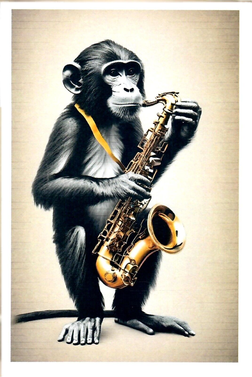 NEW Custom Designed Printed 4x6 Postcard Monkey playing Saxophone Sax Jazz