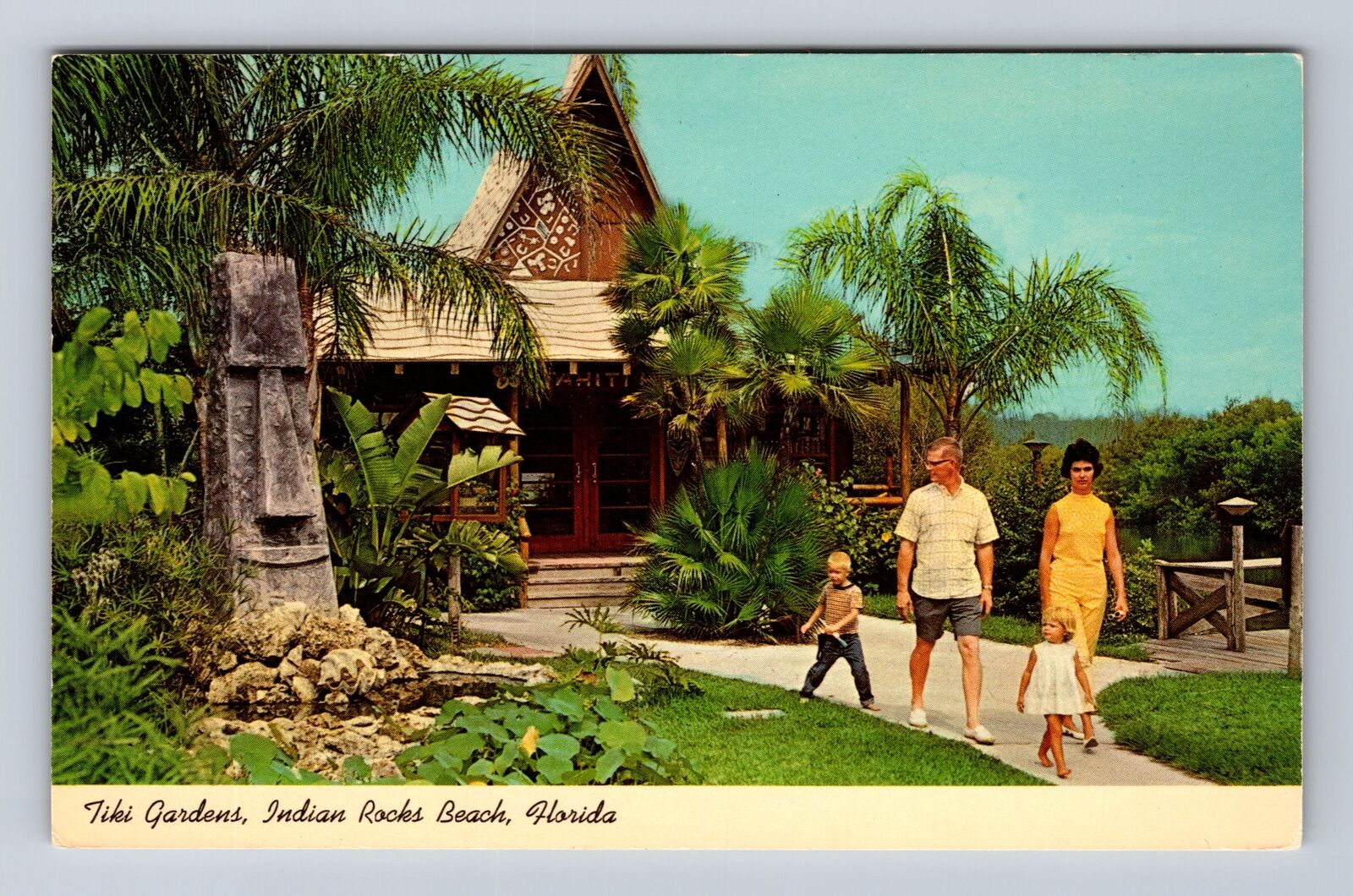 Indian Rocks Beach FL-Florida, Tiki Garden, Little Kahuna Vintage Postcard