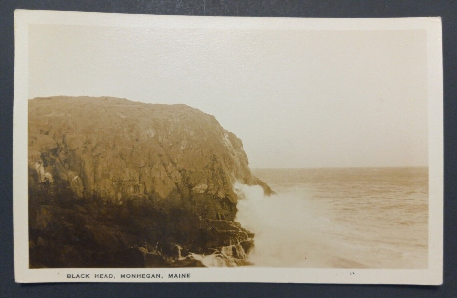 1932 Black Head Rock Mohegan Maine ME RPPC Photo Antique Postcard c.1935