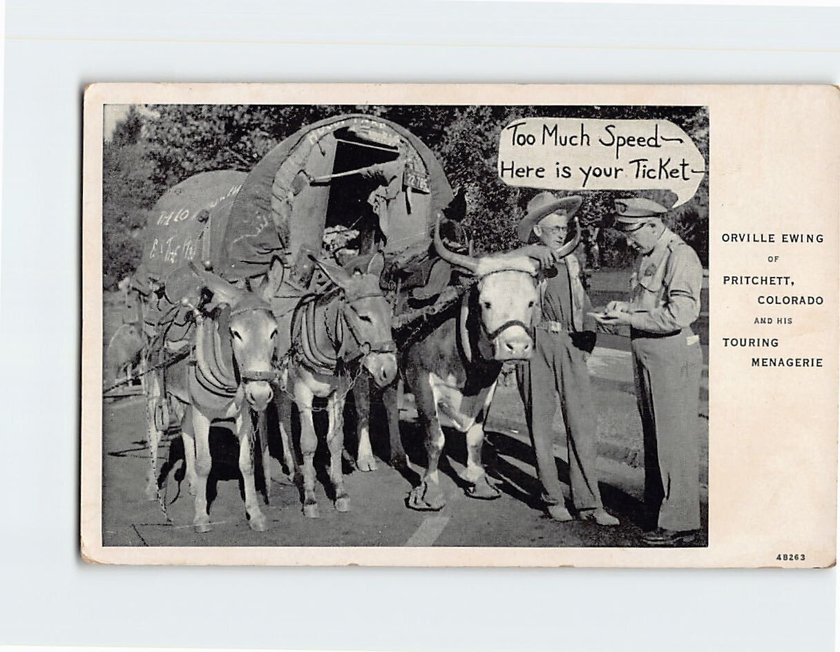 Postcard Orville Ewing of Pritchett Colorado & his Touring Menagerie USA