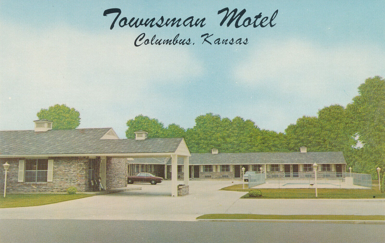 Unmailed chrome Townsman Motel Columbus Kansas KS #665