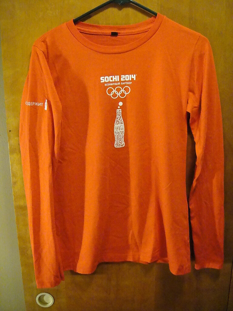 SOCHI Olympics 2014 COKE ~ FROM RUSSIA ~ L/SLV T Shirt Ladie\'s Small Red