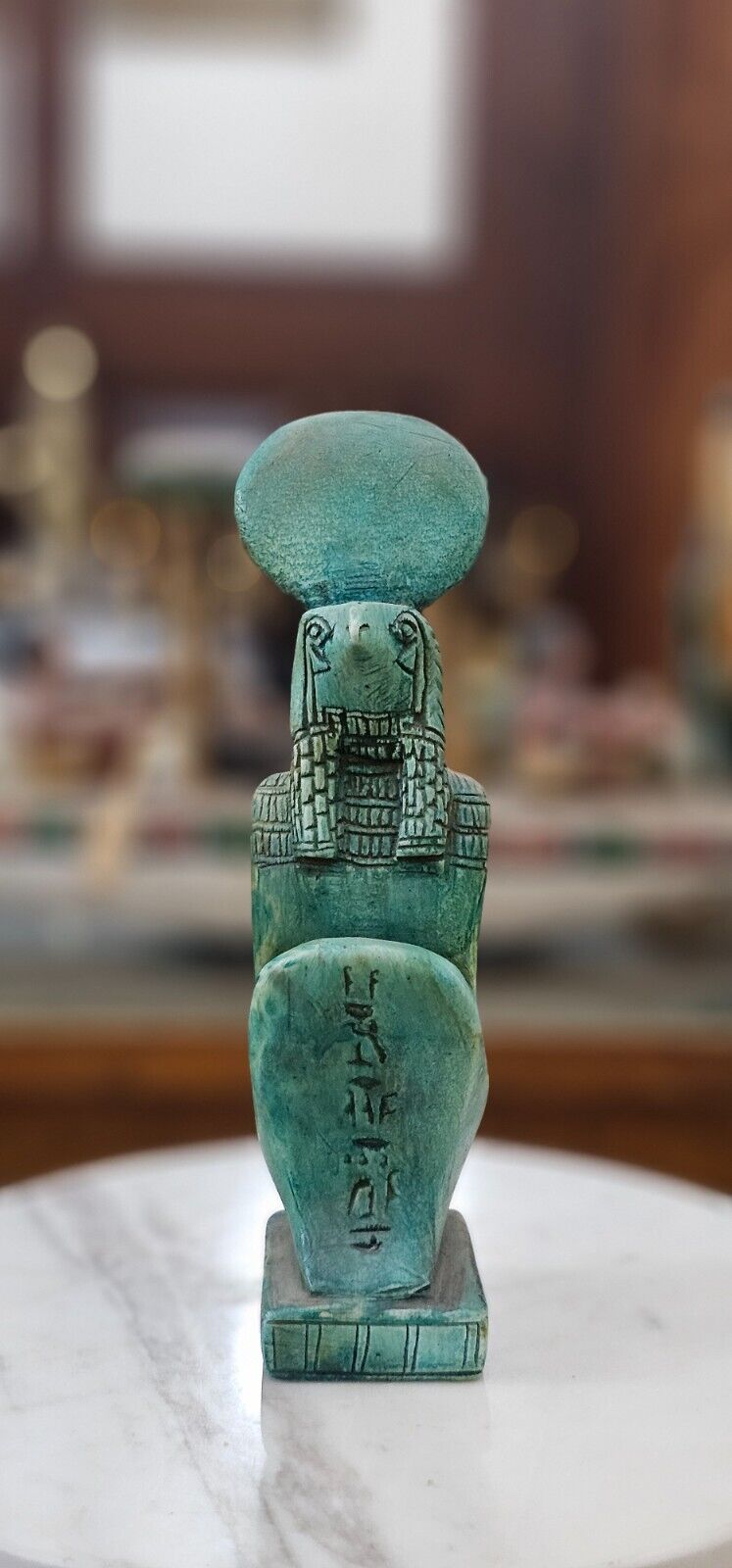 Egyptian God Ra Statue from Hammer Stone with Ancient Inscriptions