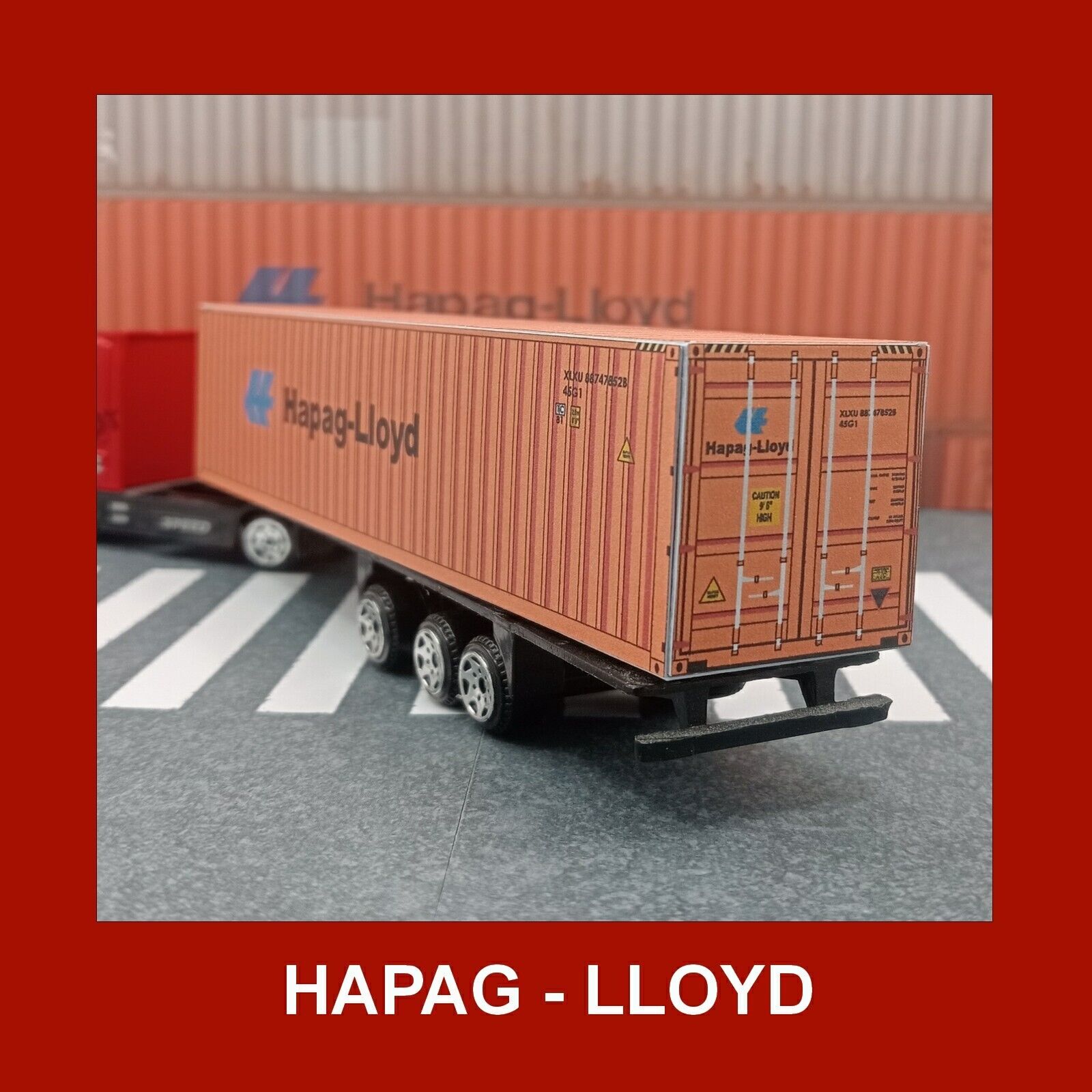 HO Hapag-Lloyd Freight Shipping Containers x 4 40ft Gauge 1:87