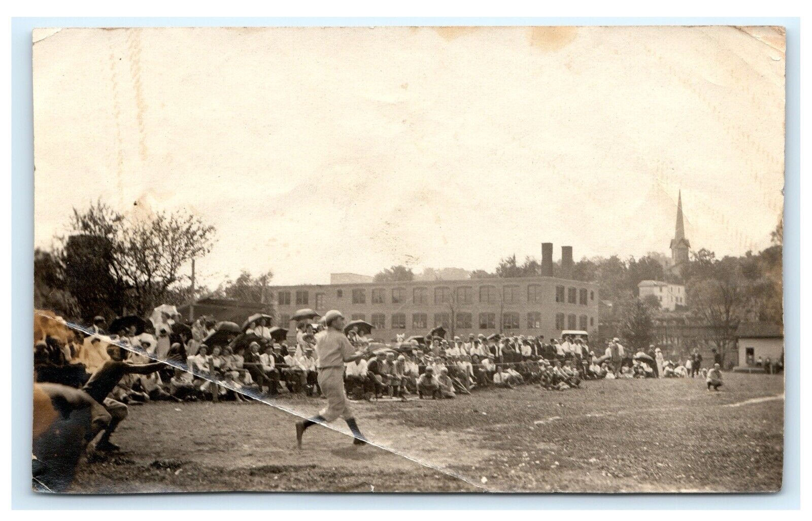 Original Antique 5” x 3” Photo Baseball Game Oriskany Falls NY Houlihan Field G4