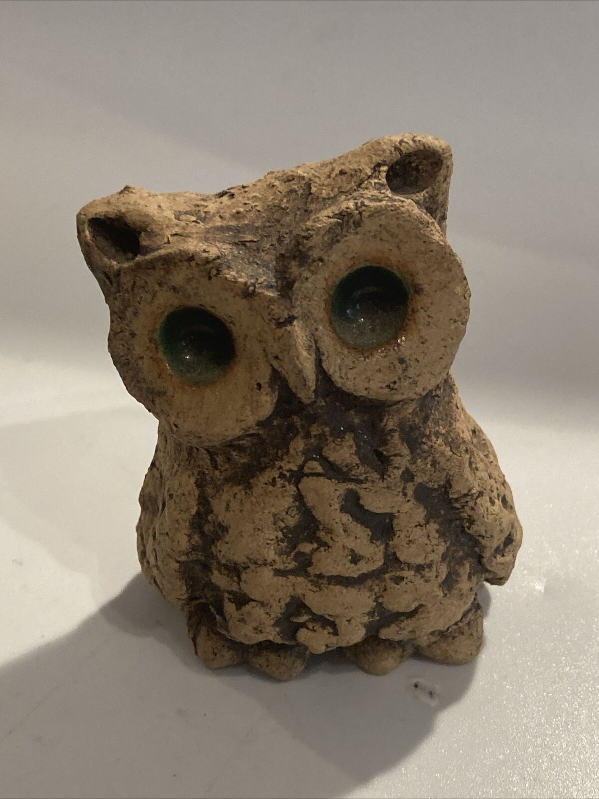 Vintage Studio Art Pottery Rustic Owl Signed