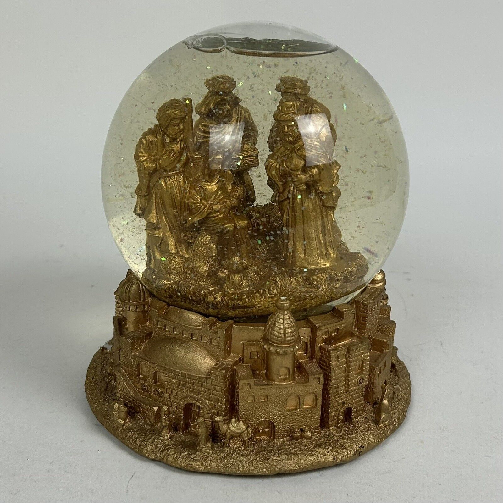 The San Francisco Music Box Company - Gold Nativity Scene Snow Globe - Has Issue