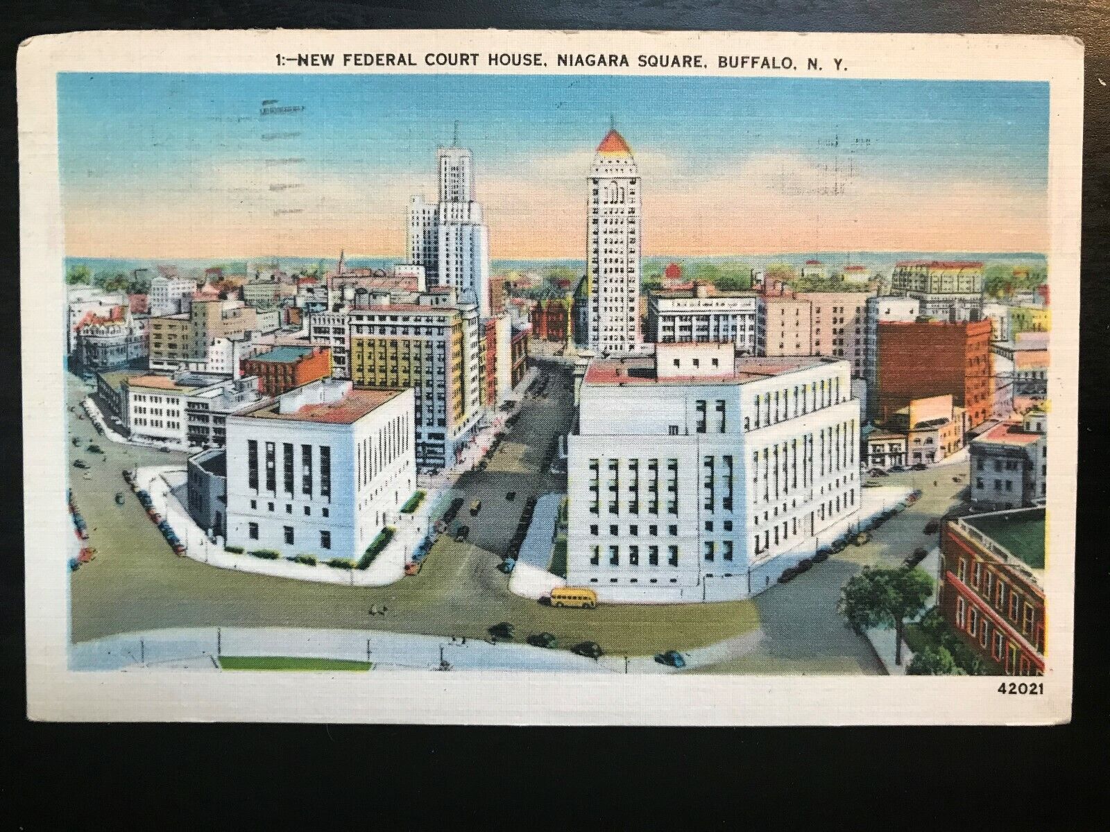 Vintage Postcard 1959 New Federal Court House Niagara Square Buffalo New York