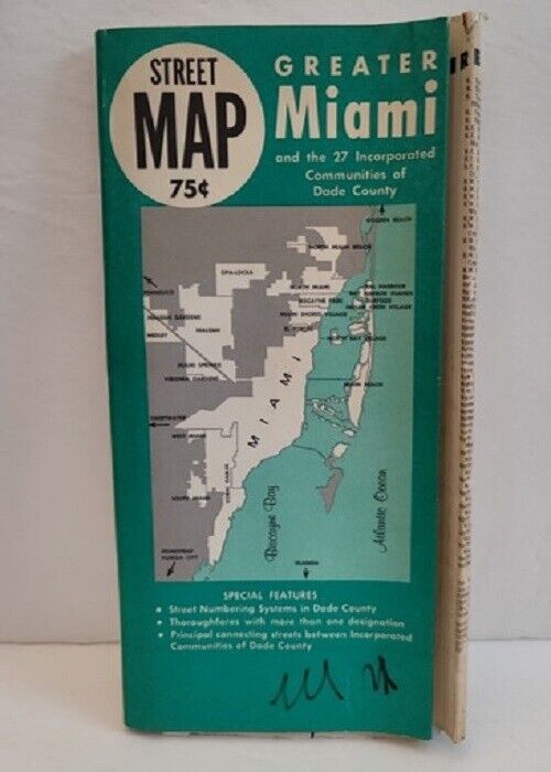 Greater Miami Street Map Vintage 1960\'s 1970\'s & 27 Incorporated Communities
