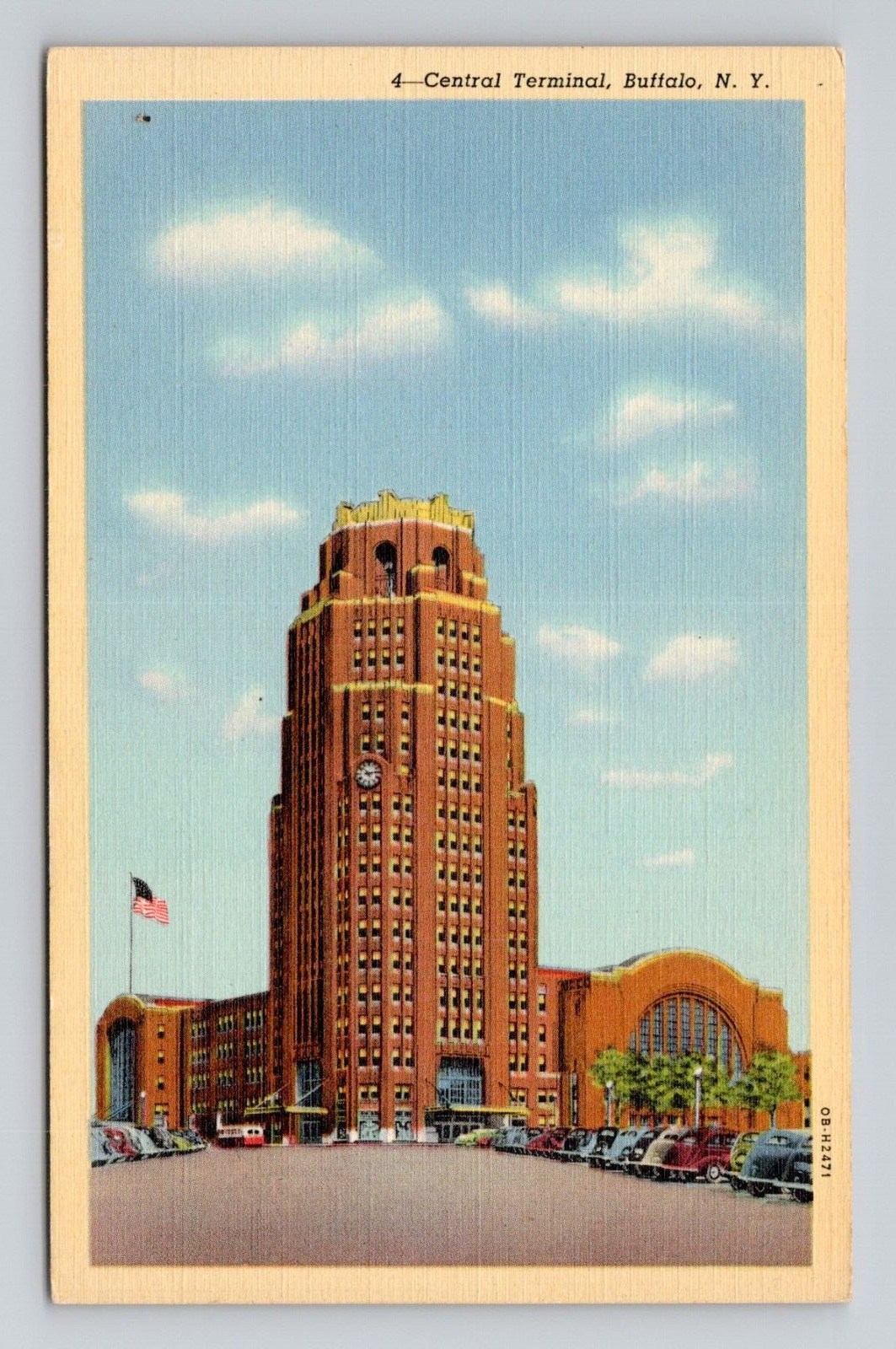 Postcard Central Terminal in Buffalo New York NY, Vintage Linen O10
