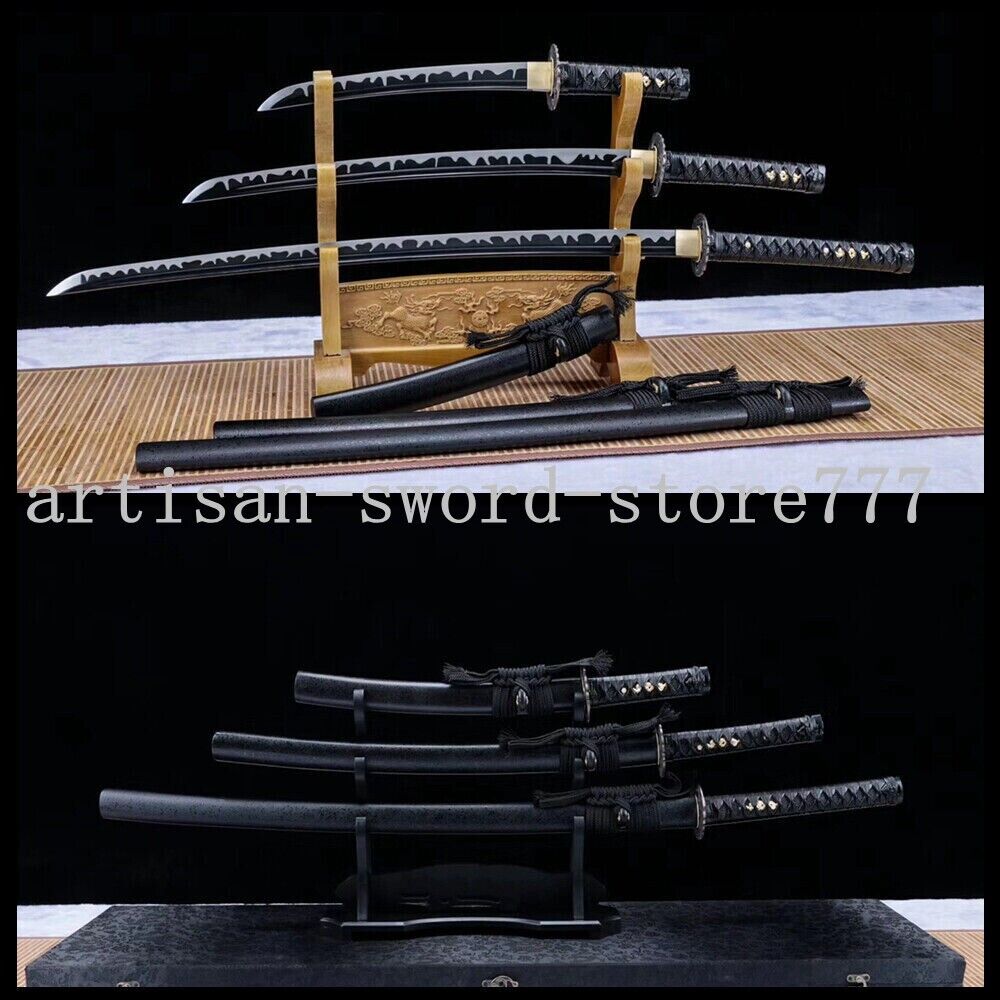 HIGH CARBON STEEL KATANA JAPANESE SAMURAI SWORD SET( KATANA + WAKIZASHI + TANTO)