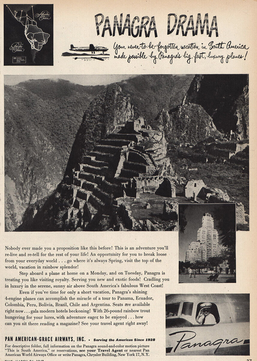 1947 Panagra: Panagra Drama Never To Be Forgotten Vintage Print Ad